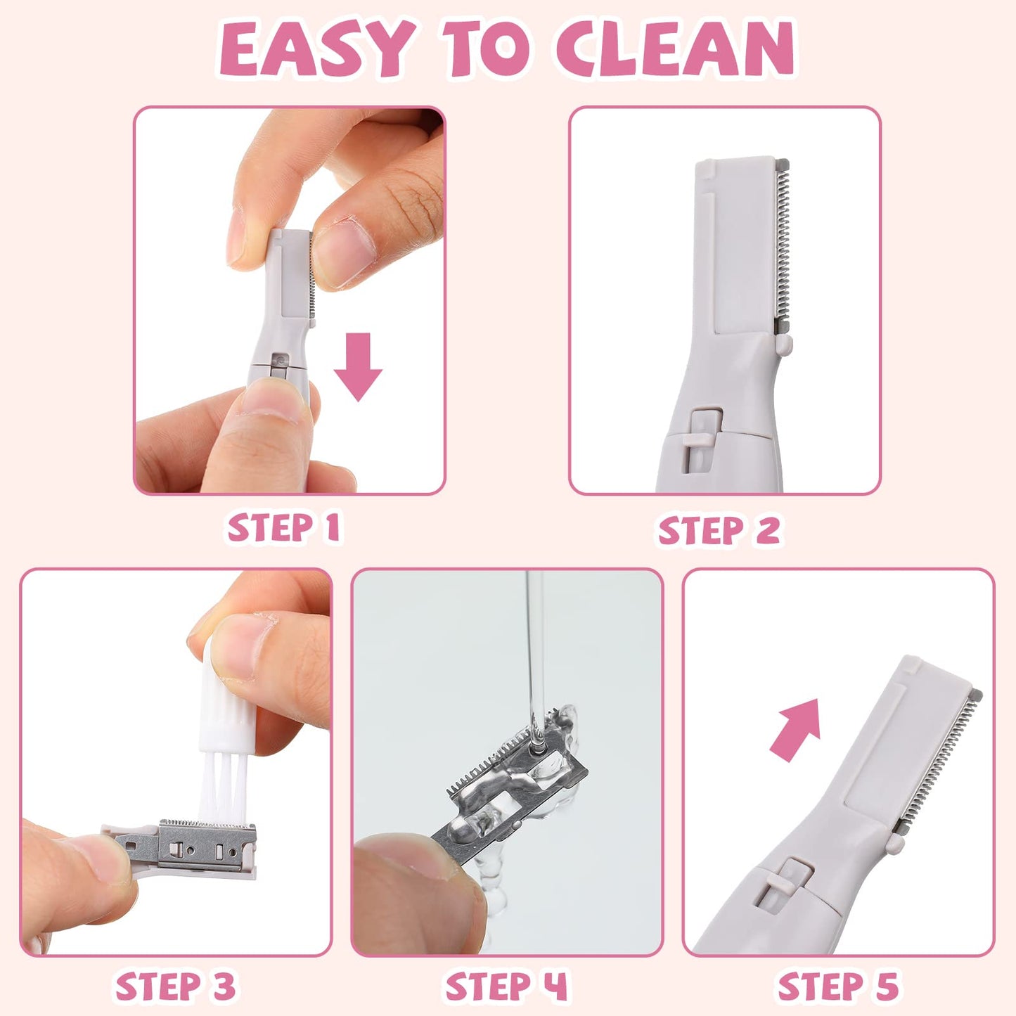 Chumia 2 Pcs Electric Eyebrow Trimmer Women Precision Face Razors Mini Shaver with Comb Christmas Women Gift Battery Operated Personal Epilator for Face Neck Fuzz Lips Leg(Pink, Black)