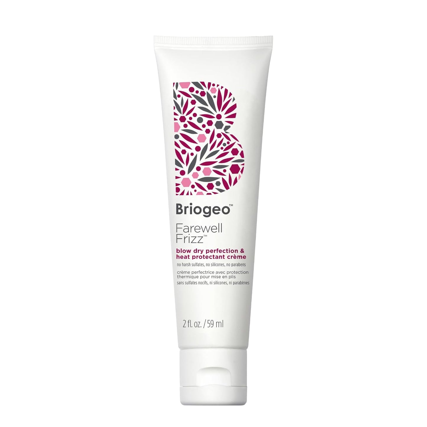 Briogeo Farewell Frizz Styling Cream - Heat Protectant Crème for Smoothness & Shine | Vegan, Silicone-Free, Protects Up to 450°F