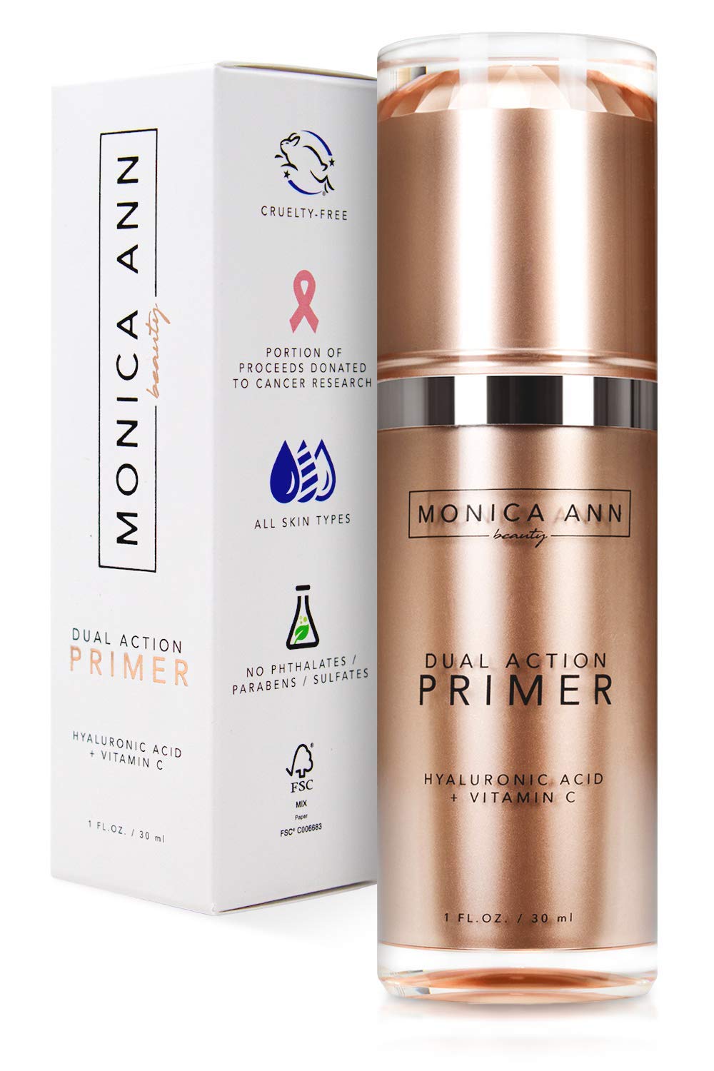 Skiennix Dual-Action Face Primer - 30 mL Hydrating Makeup Primer with Vitamin C & Hyaluronic Acid | Smoothing Translucent Matte Finish