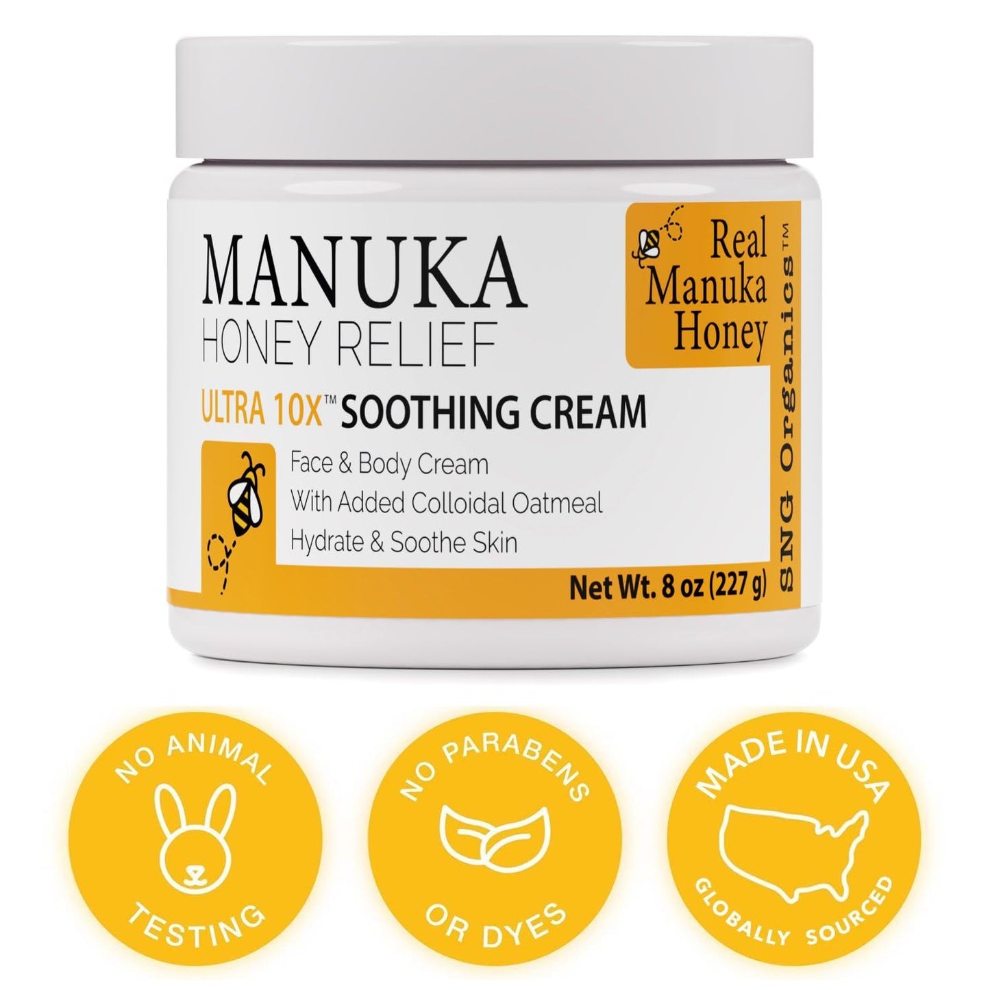 Super Natural Goods Manuka Honey Cream - Hydrating Lotion for All Skin Types | 8oz Moisturizing Body Cream with Real Manuka Honey, Aloe Vera & Cocoa Butter