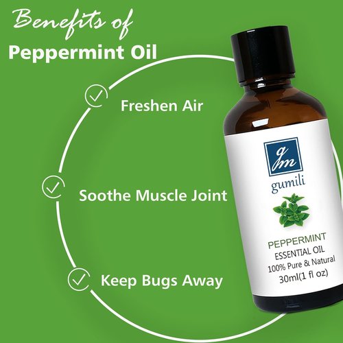 GM Gumili Peppermint Oil - 100% Pure Essential Oil for Diffusers, Hair, Soap & Body Wash | 30ml
