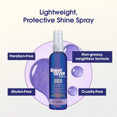 One 'n Only Shiny Silver Ultra Shine Spray - Purple Hair Gloss with UV Protection for Blonde Hair (4 oz)
