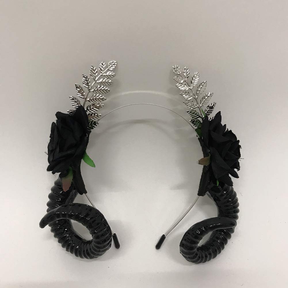 BLESSUME Mary Halo Crown Headband Goddess Headwear Halloween Costume Headpiece Headdress for Cosplay Party (T(Black Flower))