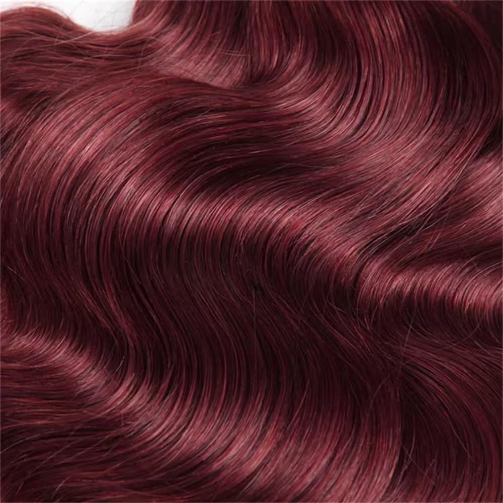 10A Body Wave Human Hair Bundles #99J Human Hair Bundles 24 Inch 100% Unprocessed Brazilian Virgin Human Hair Extensions Burgundy Hair Weave for Women