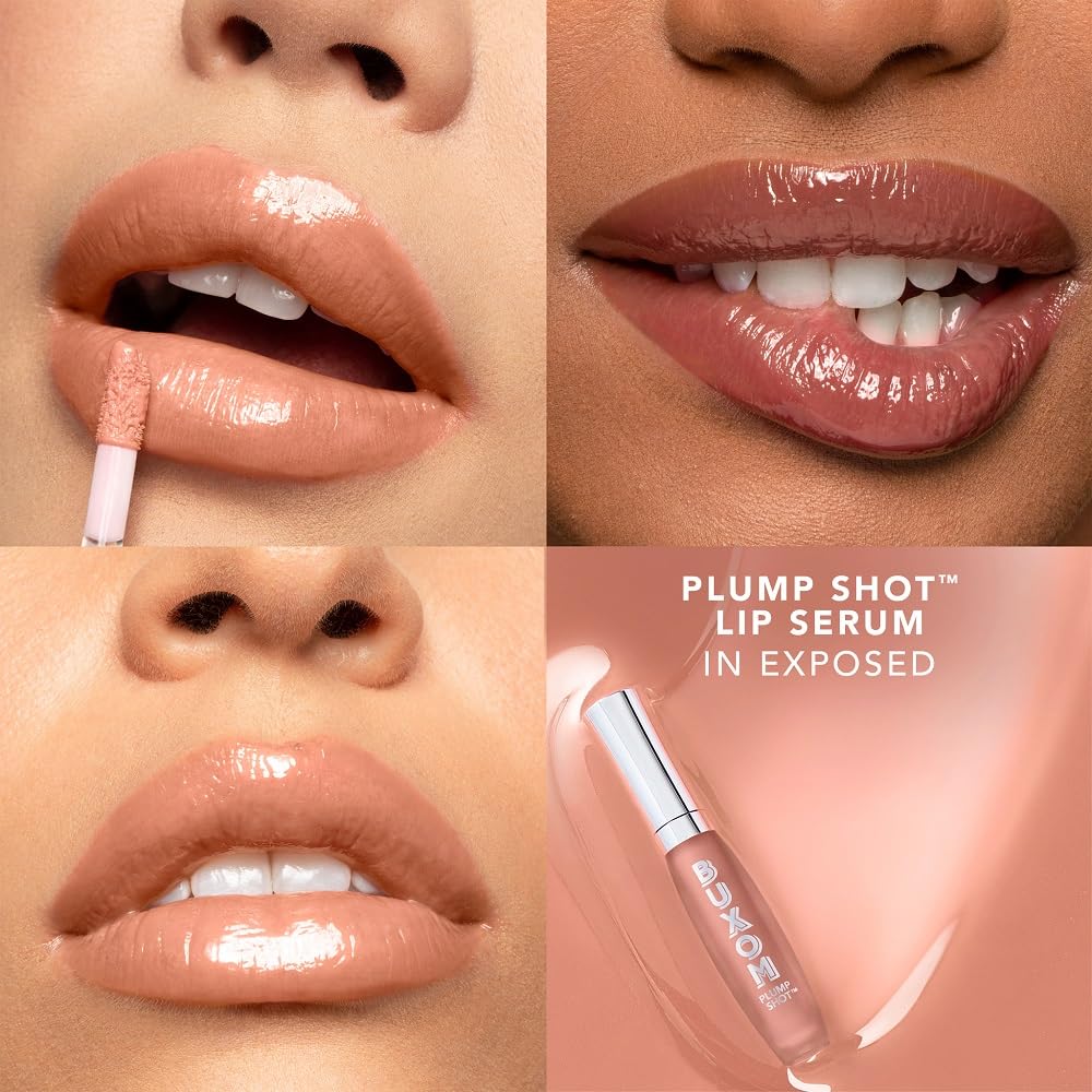 Buxom Plump Shot Peptide-Infused Lip Serum, Lip Plumping Gloss, Formulated with Advanced Peptides, Hyaluronic Acid, Avocado & Jojoba Oil