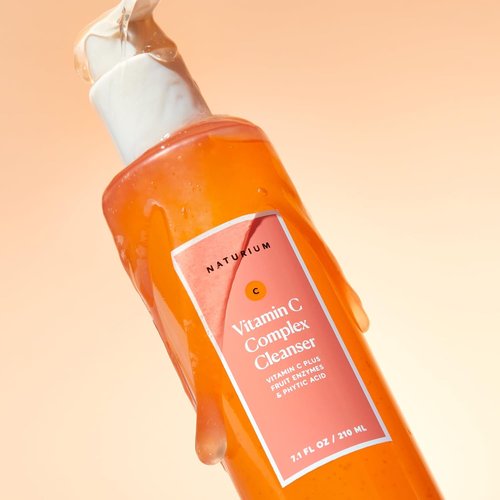 Naturium Vitamin C Complex Cleanser - Gently Exfoliating Foaming Face Wash Gel with Phytic Acid & Fruit Enzymes | 7.1 oz