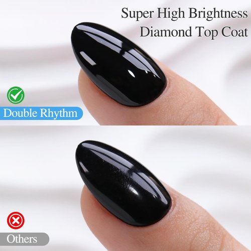 Double Rhythm No Wipe Clear Gel Top Coat & Base Coat - HEMA & TPO Free, 0.5 Oz (2 Pcs)