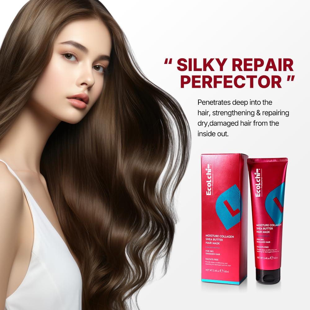 Skiennix Collagen Shea Butter Hair Mask - Deep Repair Conditioning Treatment for All Hair Types | 5.4 fl. oz (160 ml)