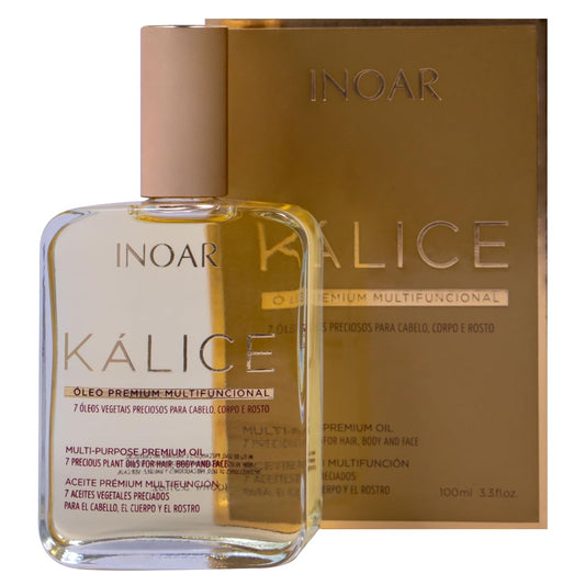 INOAR – Kalice Multifunctional Oil, 7 Essential Oils, Oil for Hair, Face, Body, Vitamin E, Argan Oil, Moisturizing, Nourishing, Vegan Hair Product, Cruelty Free Haircare for Men and Women (3.38 oz.)