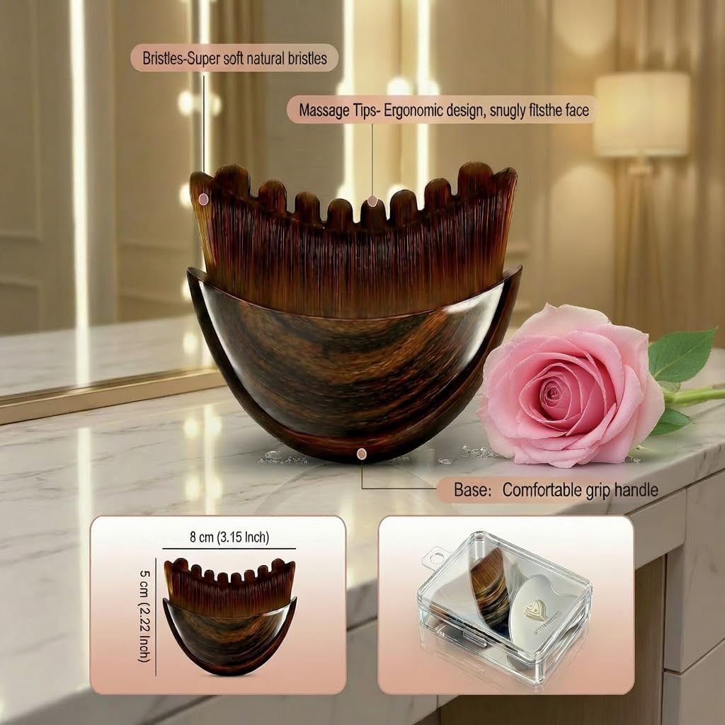 Skiennix Lymphatic Drainage Face Brush - Sculpting Gua Sha Tool for Anti-Puffiness & Skin Glow
