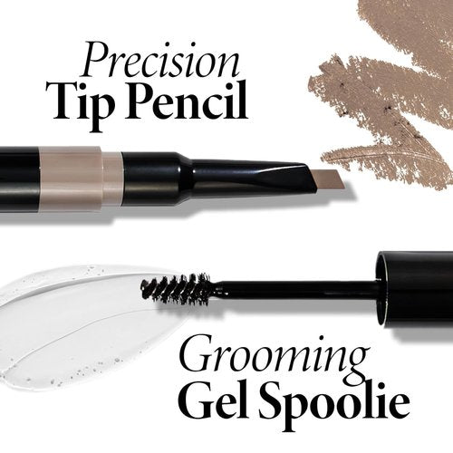 Laura Geller New York Sculpt-N-Stay 2-in-1 Waterproof Eyebrow Pencil & Gel - Dark Brown | Defines, Fills & Sets Brows
