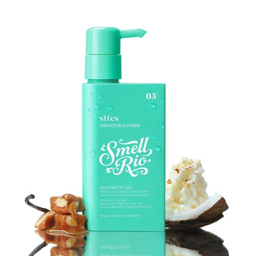 Sttes Smell Rio Shower Oil 03# (Irresistible Charm) 5.47 oz – Moisturizing Body Wash with Coconut Cream, Vanilla & Tropical Orchid Scent, Natural Plant Oils, No Mineral Oil, Parabens or Phthalates
