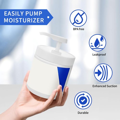 Pump Lid for CeraVe Moisturizing Cream 19oz (2Pcs) Universal Pump for 3.3inch Diameter Mouth, Cream Pump Dispenser Fits for CeraVe 16oz Jars When Cut Tube Short