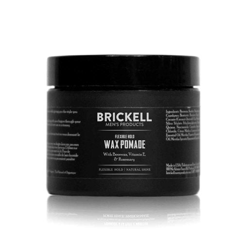 Brickell Men's Products Flexible Hold Wax Pomade - Natural & Organic Hair Styling | 2 Oz, Irritation-Free Shine