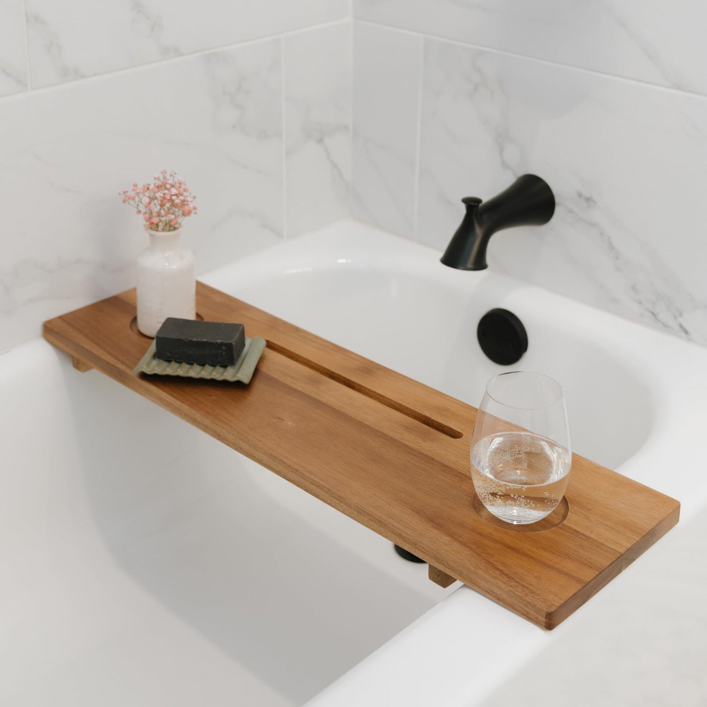Premium Nature Shed Bathtub Tray for Standard Tubs | Solid Acacia Wood Luxury Bath Tray for Tub | Anti-Tip, Non-Toxic, Sustainable, Adjustable Bathtub Caddy | Bathroom Accessories Holders for Tub Tray