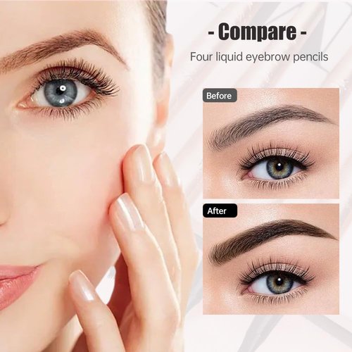 Microblading Eyebrow Pen, 2024 New Waterproof Microblading Eyebrow Pencil with 4 Tip Eye Brow Pen, Natural Eyebrow Makeup Fine Stroke Magic Eyebrow Pencil Stay on All Day (Dark Brown)