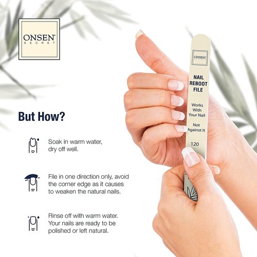 Onsen Nail Shape & Shine Kit - 3-Way Buffer Block with Extra Pads & 6-Pack Professional Files for Natural & Acrylic Nails