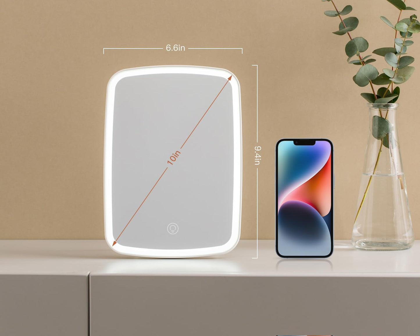 NEZZOE Rechargeable Makeup Mirror with Lights, Portable Travel Lighted Vanity Mirror, Dimmable Touch Screen Tabletop LED Make up Mirror