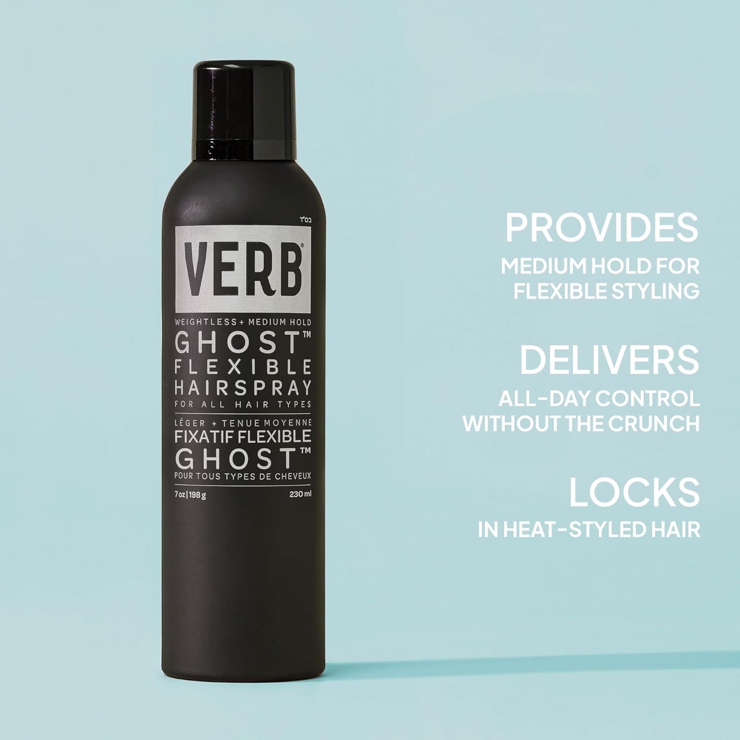 VERB Ghost Flexible Hairspray - Weightless Medium Hold with Moringa Oil - Anti-Frizz & Shine - All Hair Types