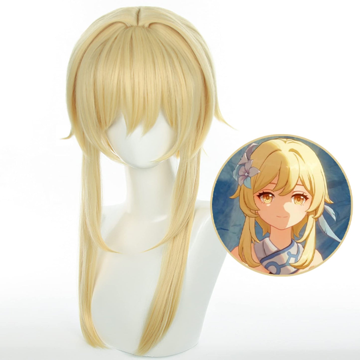 Anime Cosplay Wig Genshin Impact Lumine Wig Light blonde long hair with Free Wig Cap for Comic Con, Cosplay show, Halloween