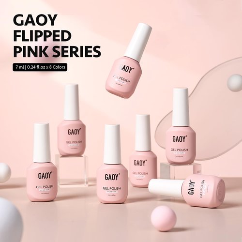 GAOY Pastel Gel Nail Polish Set, 8 Pink Green Blue Colors Soak Off Gel Polish Kit for Salon and Nail Art DIY at Home
