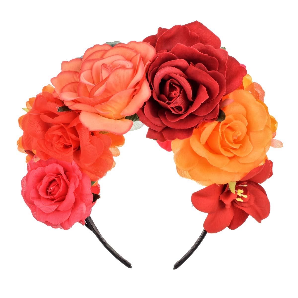 Vividsun Day of The Dead Headband Costume Rose Mexican Flower Headband (D/rose Mixed color)