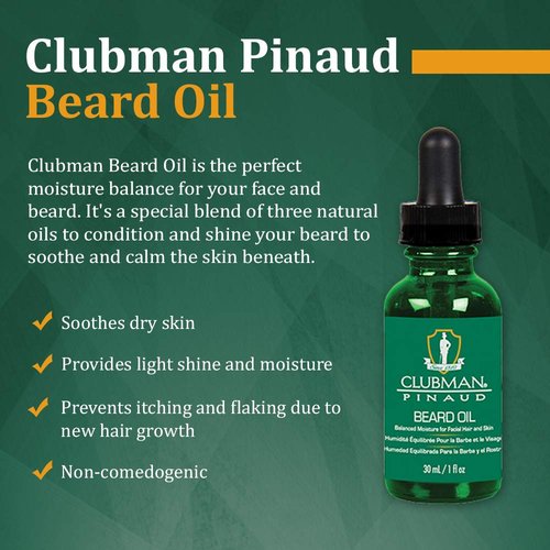Clubman Pinaud Beard Oil for Men - Nourishing Hydration for Facial Hair & Skin | 1 fl oz, 2 Pack