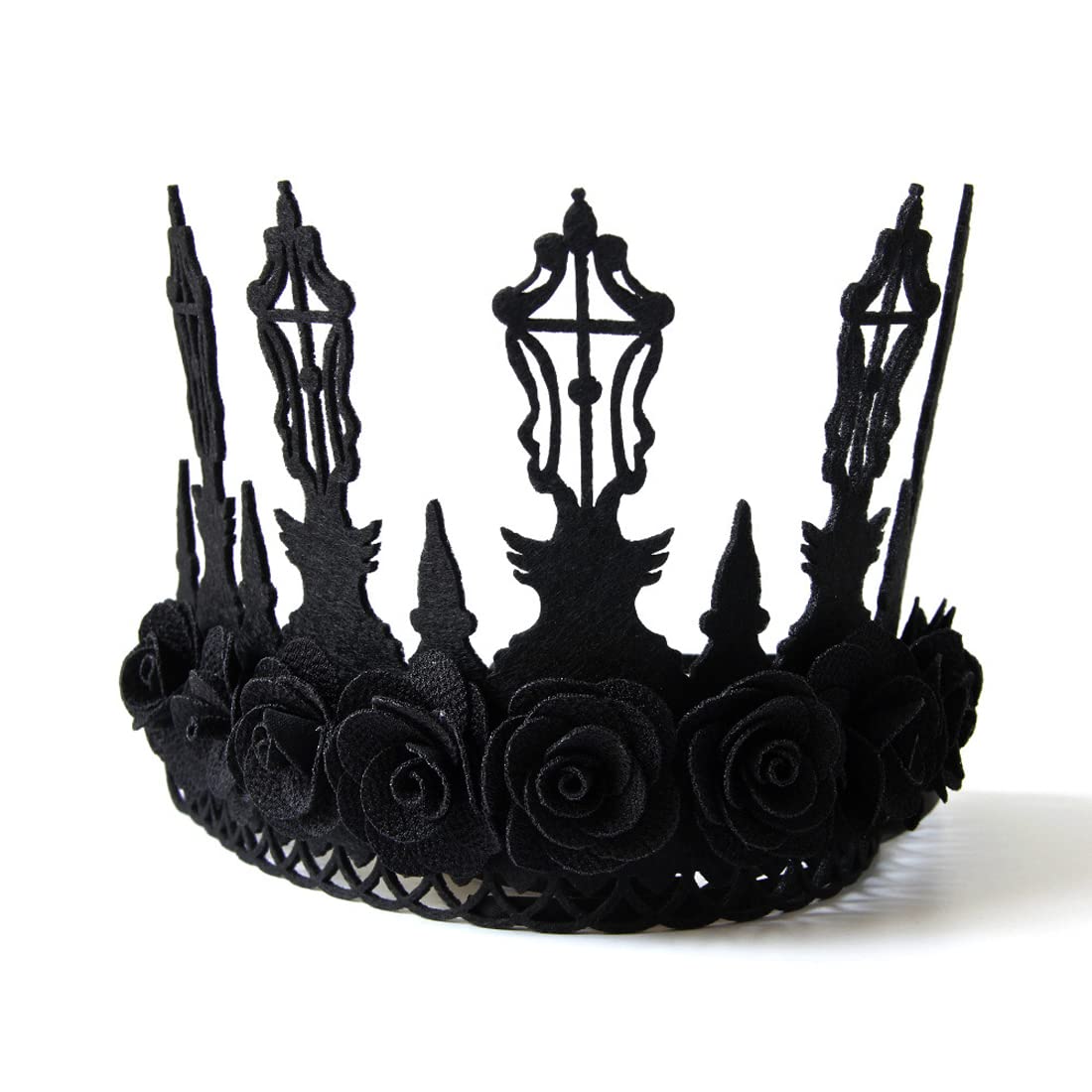 Love Sweety Women Halloween Vintage Crown Rose Headband Gothic Floral Headpiece (Black Rose)