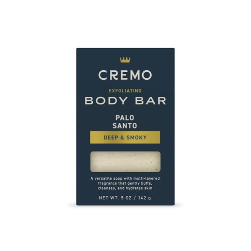 Cremo Exfoliating Body Bar for Men - Palo Santo Scent | Buffs, Cleanses & Hydrates Skin, 5oz
