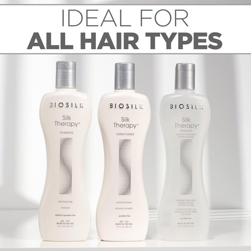 BioSilk Silk Therapy Kit - 3-Piece Shampoo, Conditioner & Serum for Healthy, Shiny Hair | 12 Oz Set