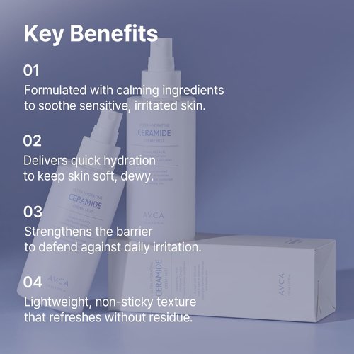 AVCA Ultra Hydrating Ceramide Cream Mist - Milky Face Mist with 5 Ceramides for Deep Moisture & Dewy Glow (5.07 fl oz)