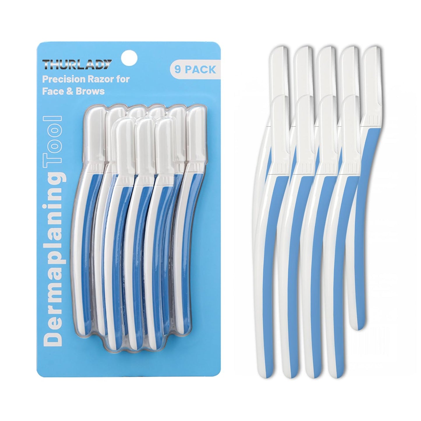 Skiennix Dermaplane Razor Set - 9-Piece Face & Eyebrow Razor Kit for Smooth Skin | Aegean Frost