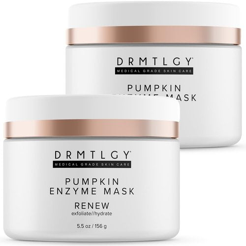 DRMTLGY Pumpkin Enzyme Face Mask - Gentle Exfoliating Treatment with Jojoba Beads | 5.5 oz, 2 Pack