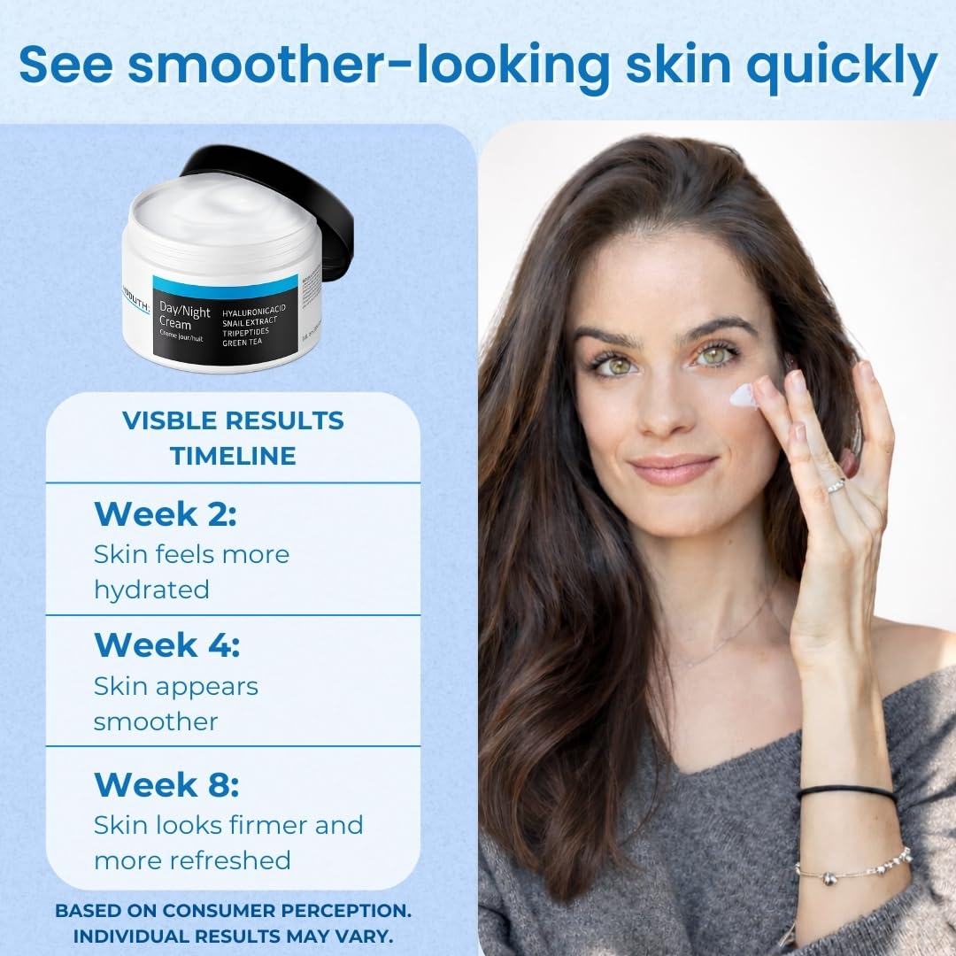 YEOUTH Day & Night Face Moisturizer - Hydrating Hyaluronic Acid & Snail Mucin Cream, 4oz