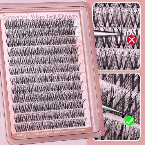Medium Lash Clusters Short Wispy C Curl Eyelash Clusters 10MM Individual Eyelashes Natural Cluster Eyelash Extensions Natural Looking Cluster Lashes by Geeneiya (C Curl,10MM)