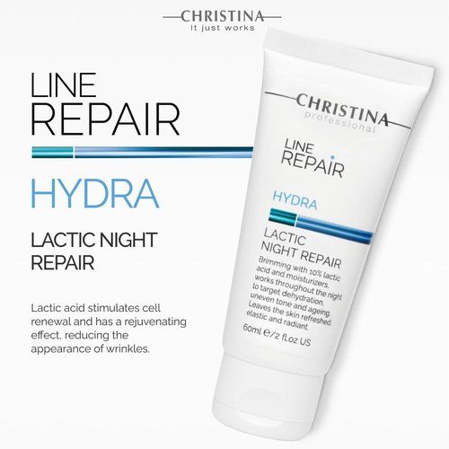 **CHRISTINA Line Repair Hydra Night Cream - Lactic Acid Formula for Skin Rejuvenation | Elasticity Boosting & Wrinkle Reducing | 60ml**
