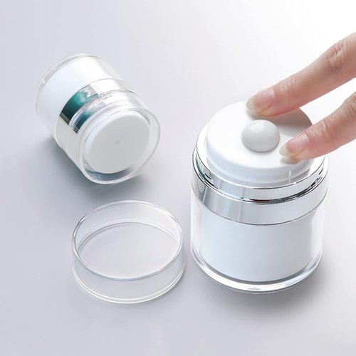 Airless Cosmetic Jar - Refillable Travel Makeup Container | Leak-Proof Design for Creams & Foundations | 1.7 oz Made in USA