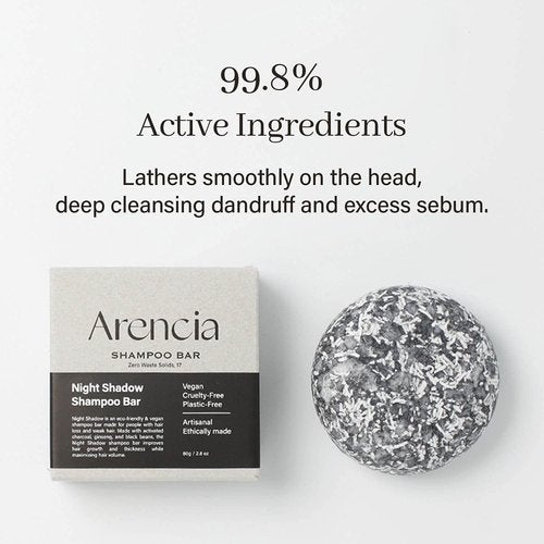 ARENCIA Night Shadow Biotin Shampoo Bar - Hair Regrowth & Darkening for Gray Hair | Vegan, Natural, pH Balanced, Sulfate-Free
