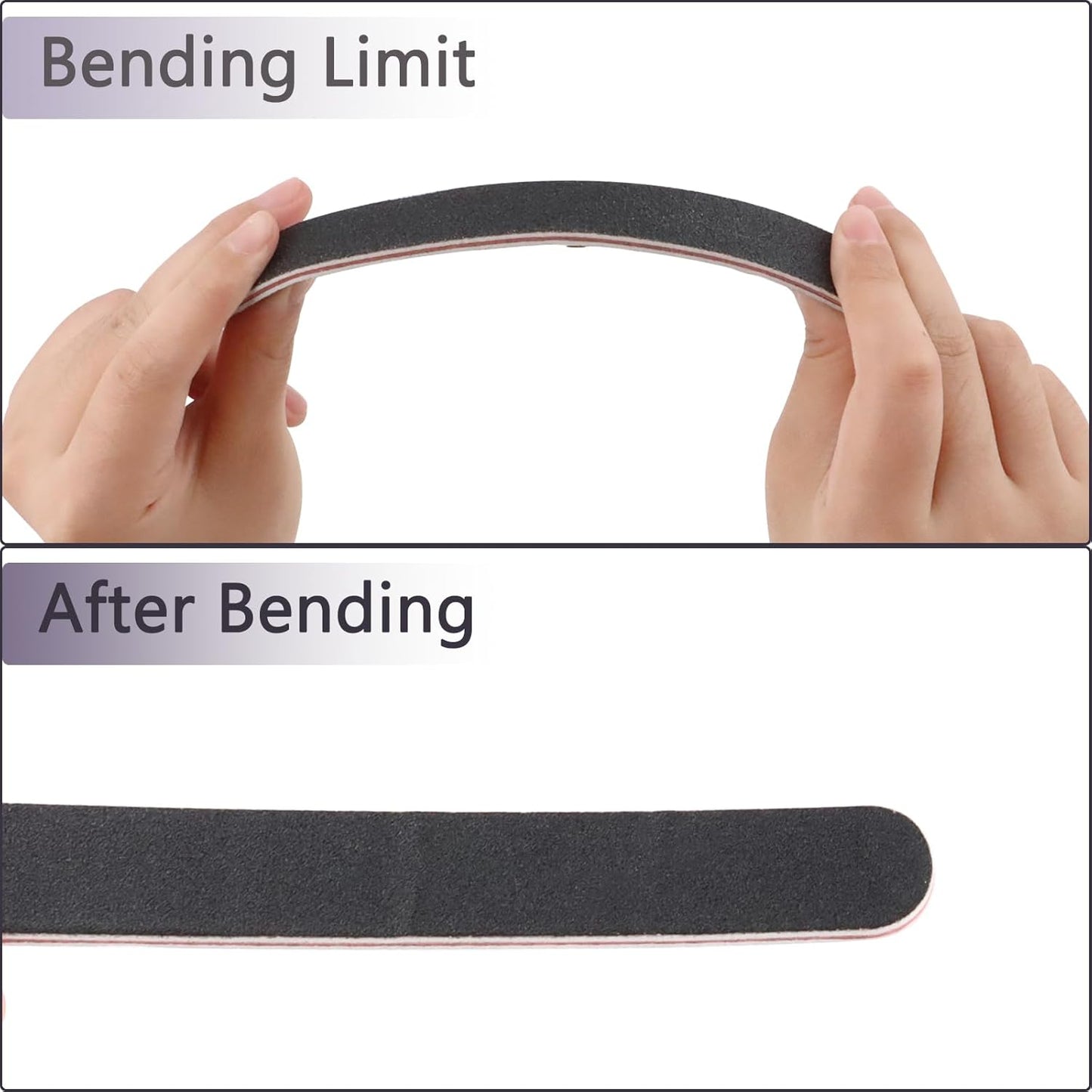 Skiennix Professional Emery Boards - 3 Pack Nail Files for Acrylic & Natural Nails | 100/180 Grit, Reusable, Black