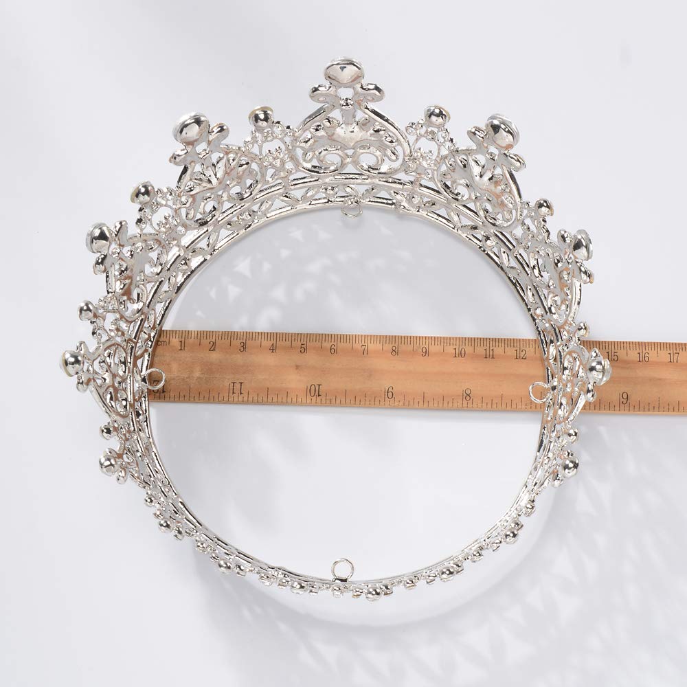 Eseres Silver Prom Queen Crowns Full Round Metal Crown Women Wedding Birtdhay Crowns and Tiaras