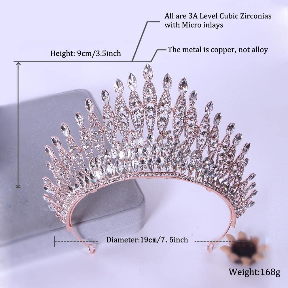 FASNAHOK Large Gold Tiaras and Crowns for Women Crystal Tiara Prom Queen Crown 21 Birthday Tiaras Bridal Headpieces for Wedding with Rhinestone