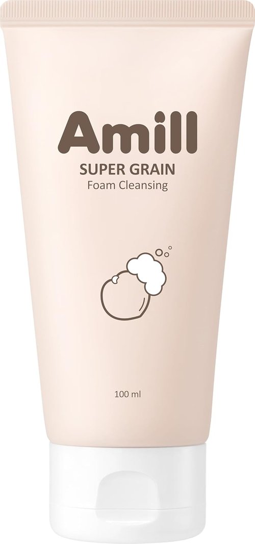 Amill Super Grain Foam Cleansing - Gentle Facial Cleanser with Multi-Grain Extracts | 100ml/3.39fl.oz for Soft, Hydrated Skin