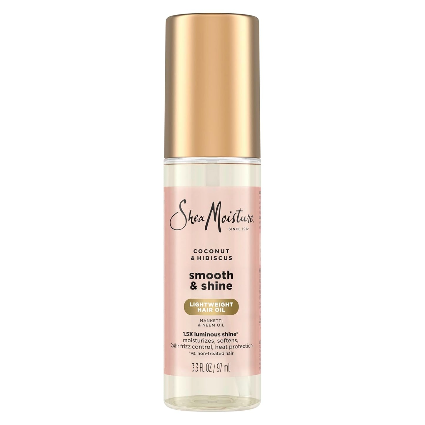 Shea Moisture Coconut & Hibiscus Smooth & Shine Oil - Softens & Hydrates Hair | 3.3 Fl Oz