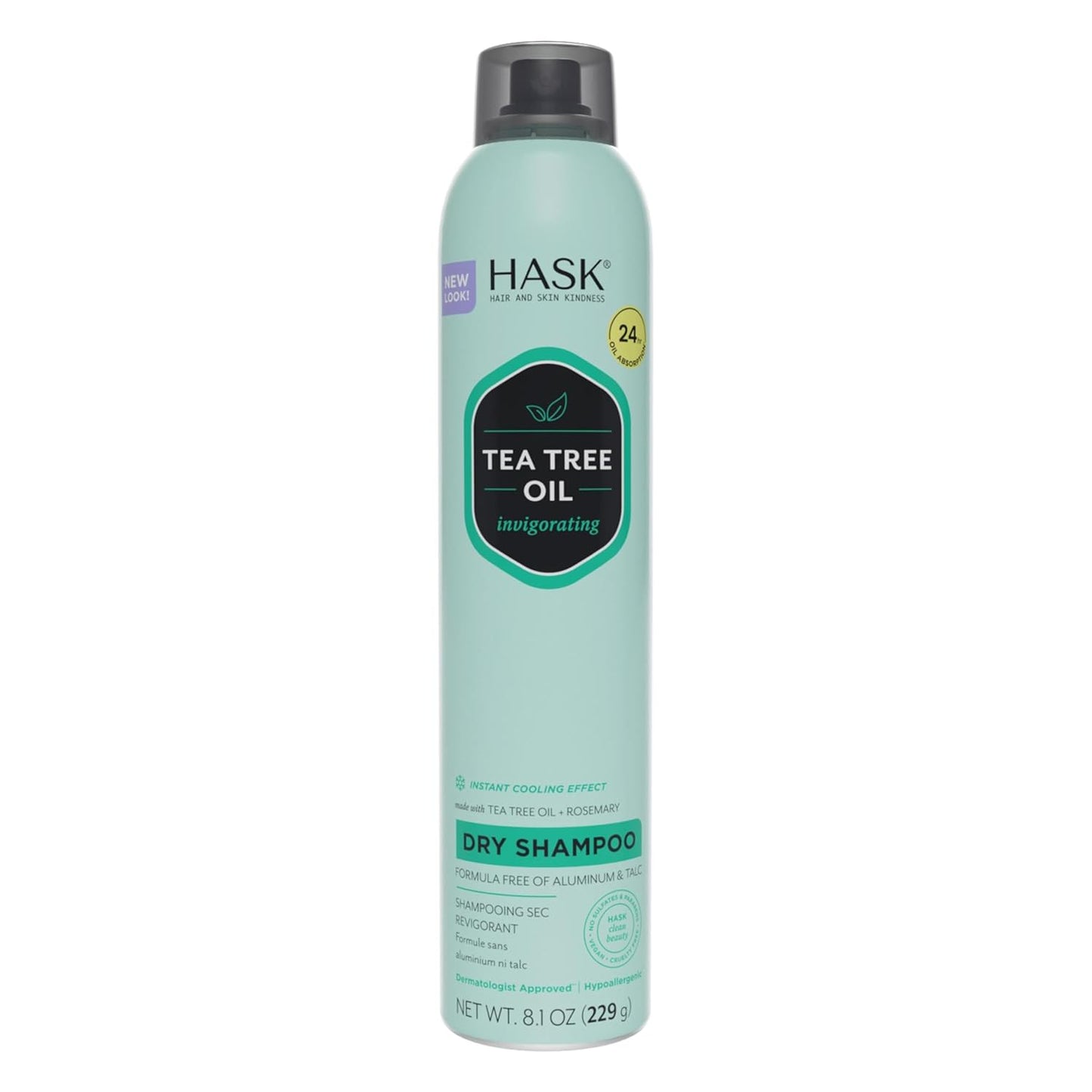 HASK Tea Tree Dry Shampoo - Invigorating Formula for Oily Scalps, Hypoallergenic, 8.1oz