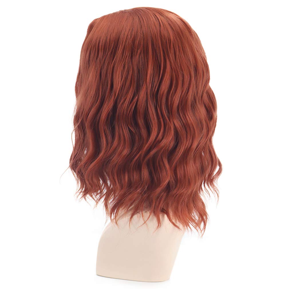 MAGQOO Dark Orange Wig Ginger Wig Short Curly Wavy Bob Wigs Women Girls Ginger Hair Wigs Synthetic Heat Resistant Halloween Cosplay Party Wig with Wig Cap