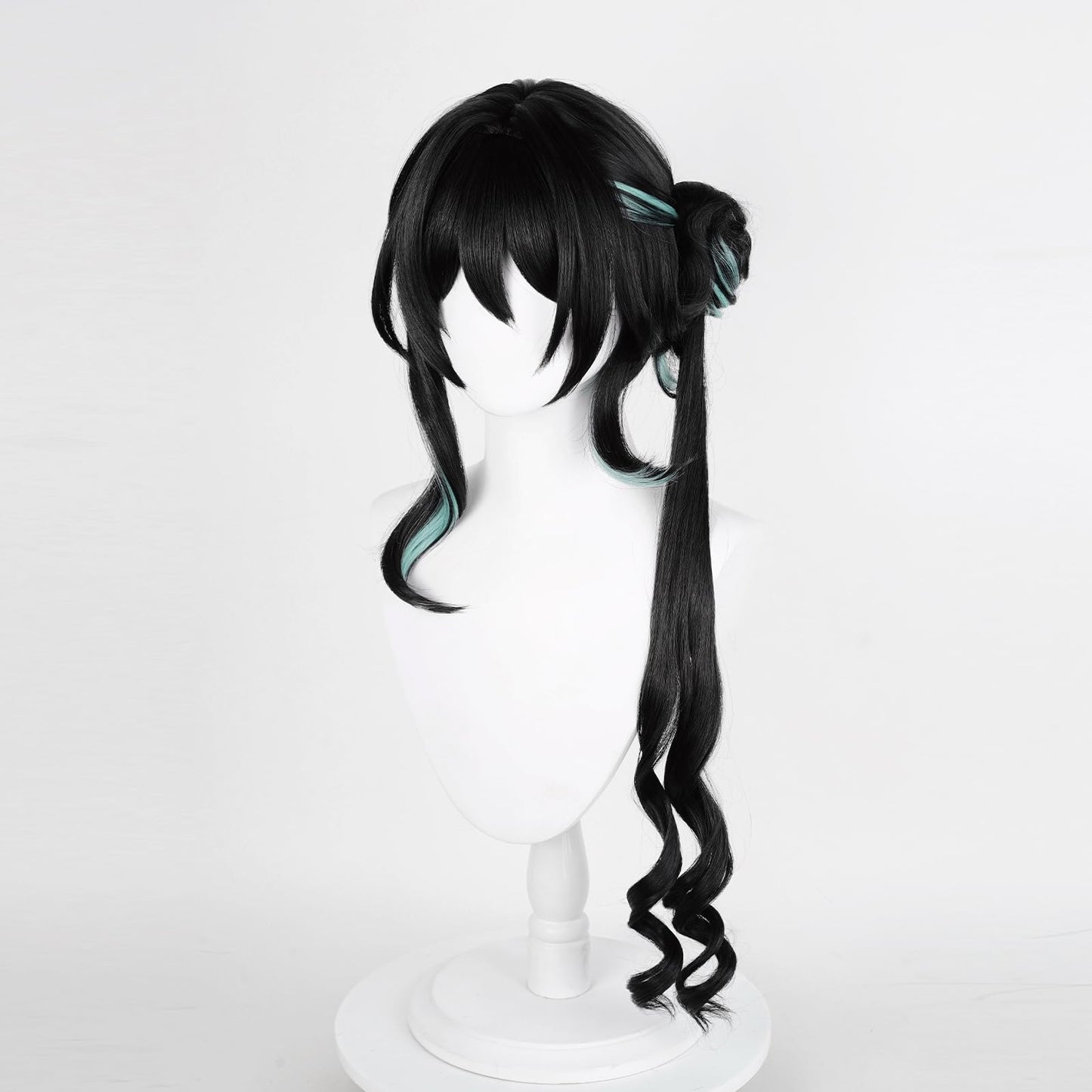 XiongXiongLe Honkai Star Rail Ruanmei Cosplay Wig Long Curly Black Mixed Cyan Gradient Hair Wigs for Women Girls Cos Anime Game Party Halloween Christmas(Ruanmei)