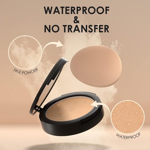 FOCALLURE Flawless Pressed Powder - Control Shine & Smooth Complexion | Long-Lasting Matte Finish, Portable Compact