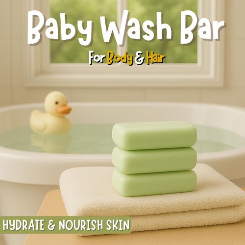 Hypoallergenic Baby Soap Bar - Gentle Cleansing for Sensitive Skin | Chamomile & Green Tea | Organic Oils | 3 Bars