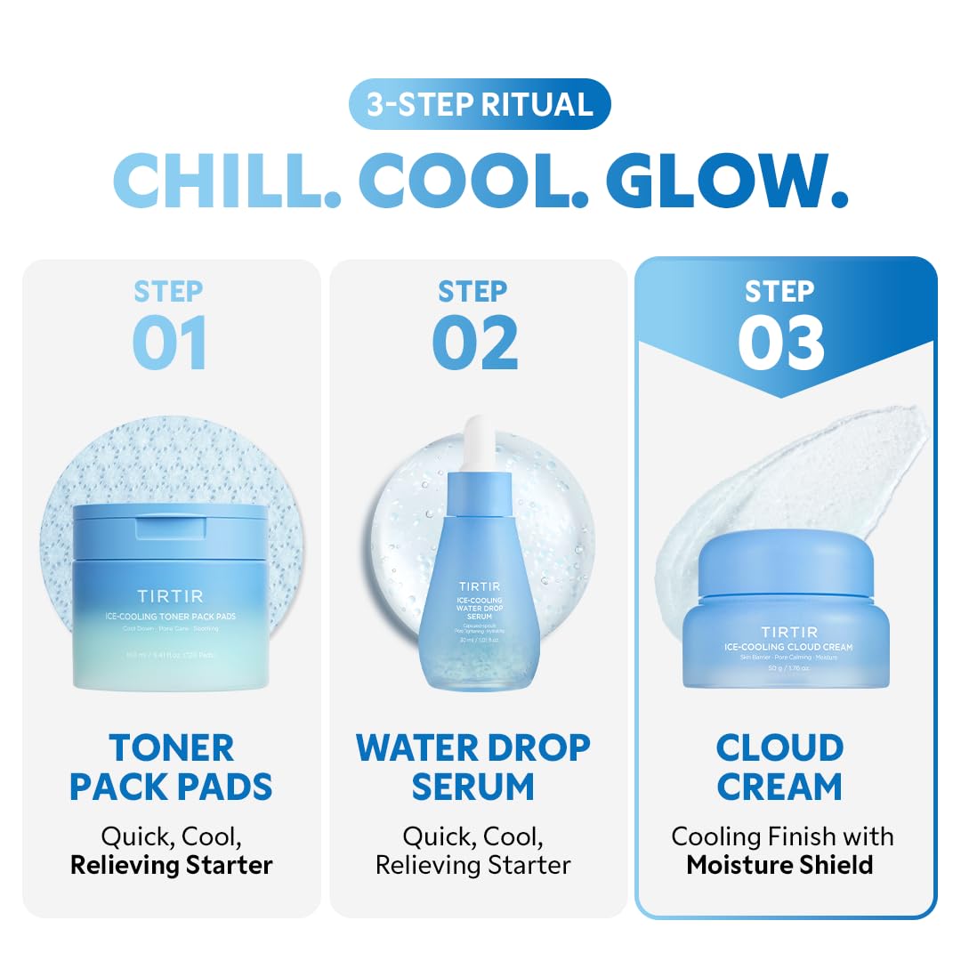 TIRTIR Ice-Cooling Cloud Cream - Instant Cool Down Firming Face Moisturizer | Korean Skincare (1.76 Fl Oz)