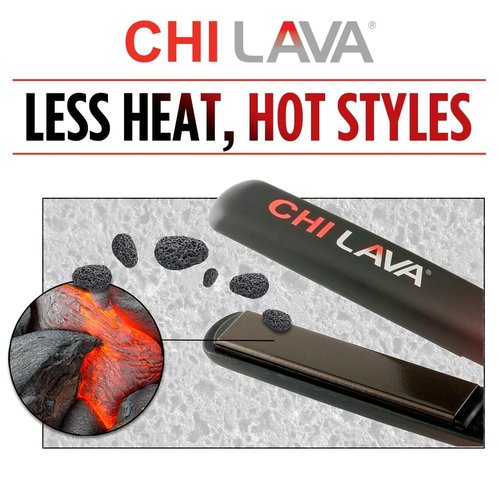 CHI Lava Ceramic Flat Iron - 1″ Hair Straightener with Volcanic Lava Plates for Smooth Styling | 11 ft Swivel Cord